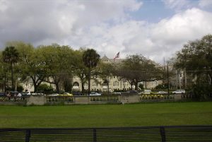 View of Gibson Hall of Tulane University from Audubon Park